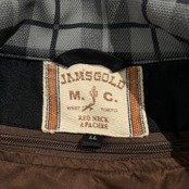 JAMS GOLD ジャムズゴールド 部分 本革 レザー チェック柄 ライディング ジャケット ブルゾン LL /グレー系 バイク ウェア バイカー ライダース