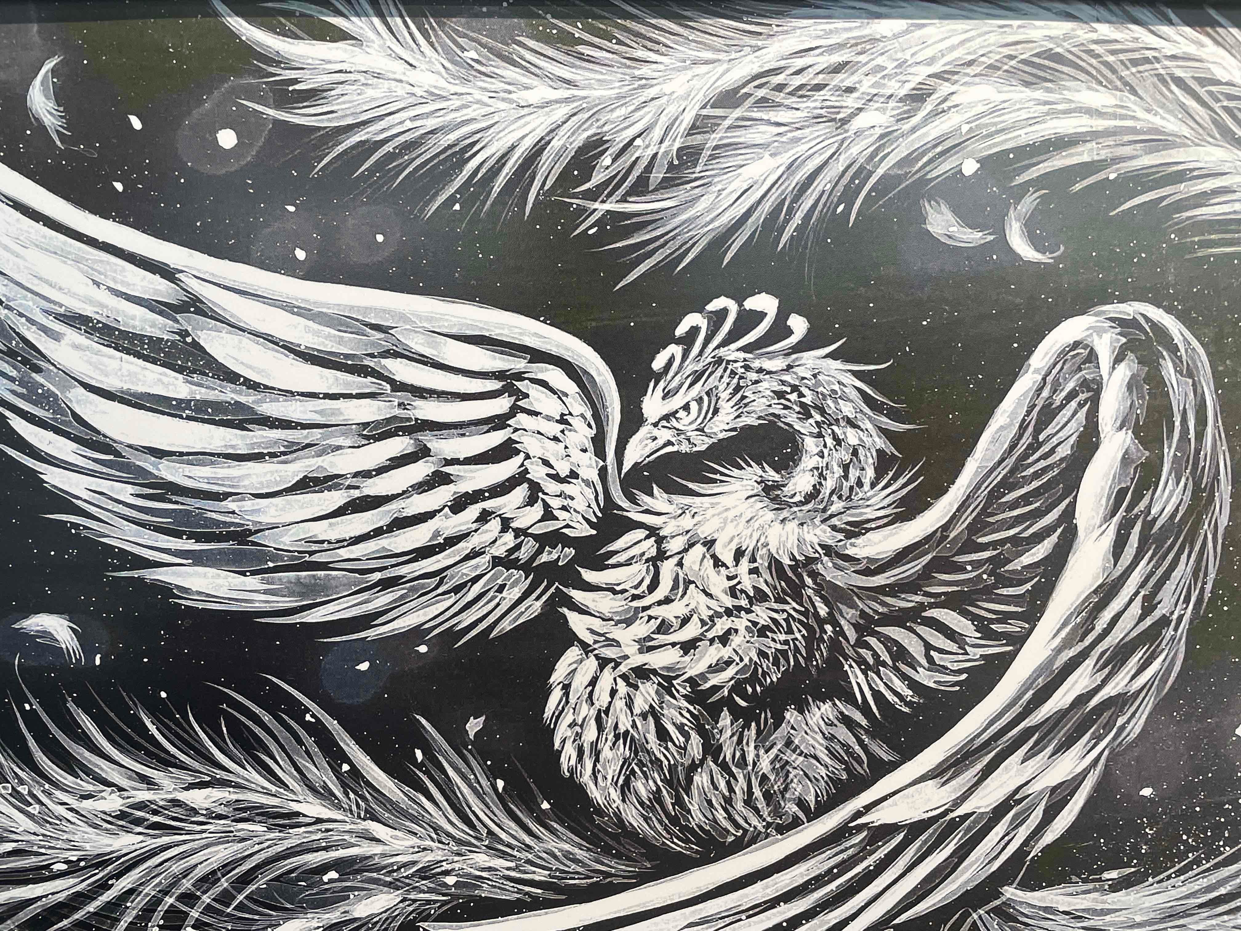 NEW!現代水墨画家 絵師白道 「大宇宙朱雀」13 （複製画） 鳥 朱雀 鳳凰