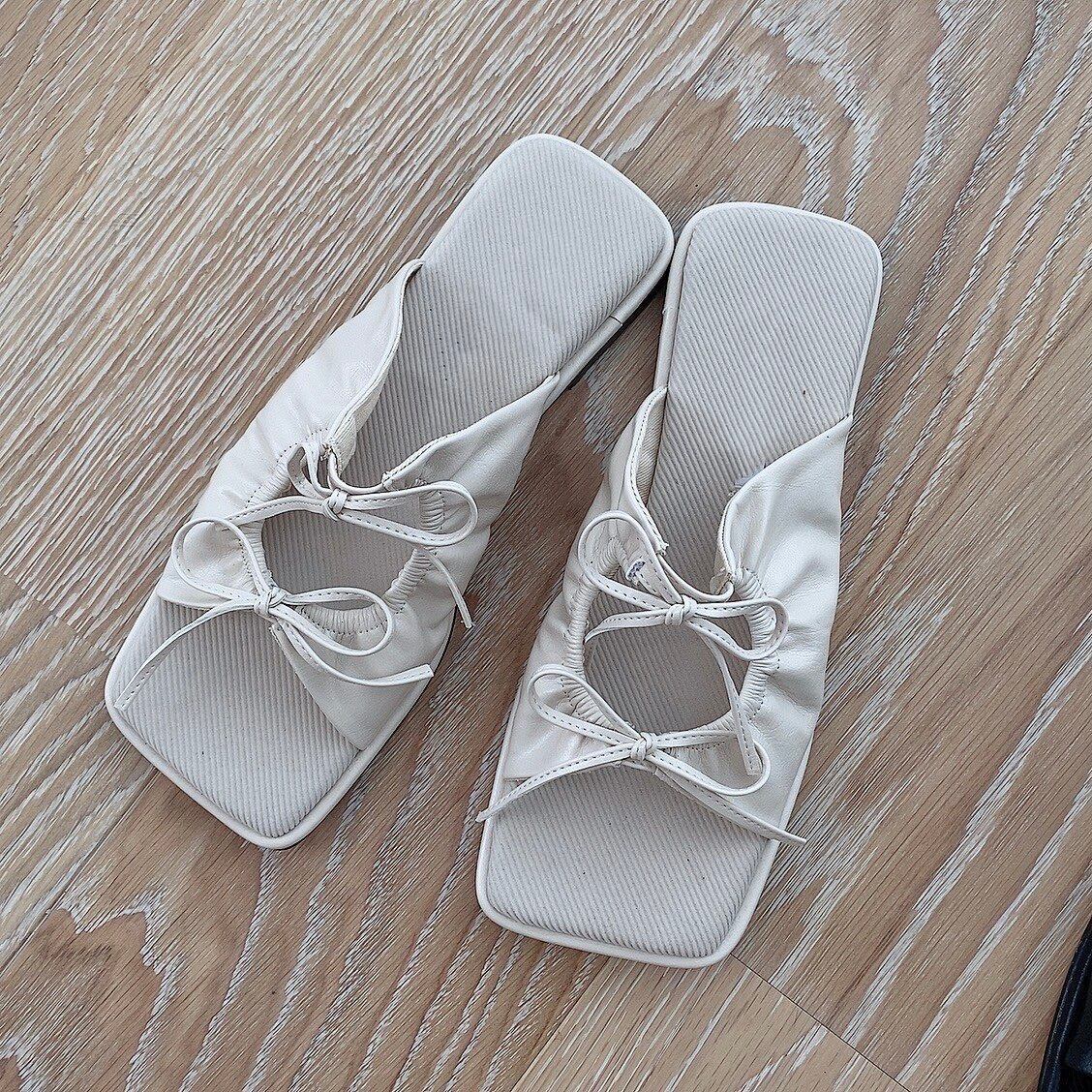 Ribbon flat sandal /white (7月中旬頃発送予定)