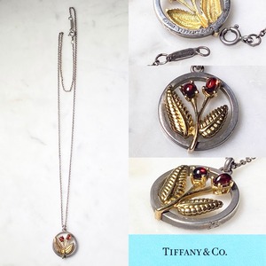 vintage 2003’s TIFFANY silver × k18 × Garnet pendant necklace