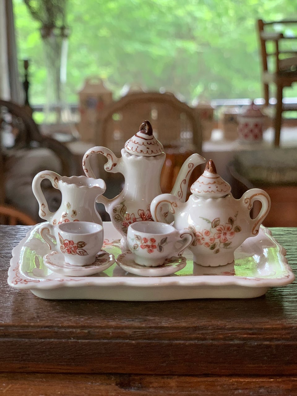 草花模様のミニチュア ティーセット ドールハウス用 Brocante de La Cocotte （フランスアンティーク・ドライフラワーのお店）