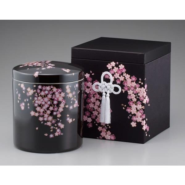 7寸 骨壺 & 貼箱 2点セット 黒みやび桜 7寸骨壺 貼箱 骨箱 骨壺箱 自宅