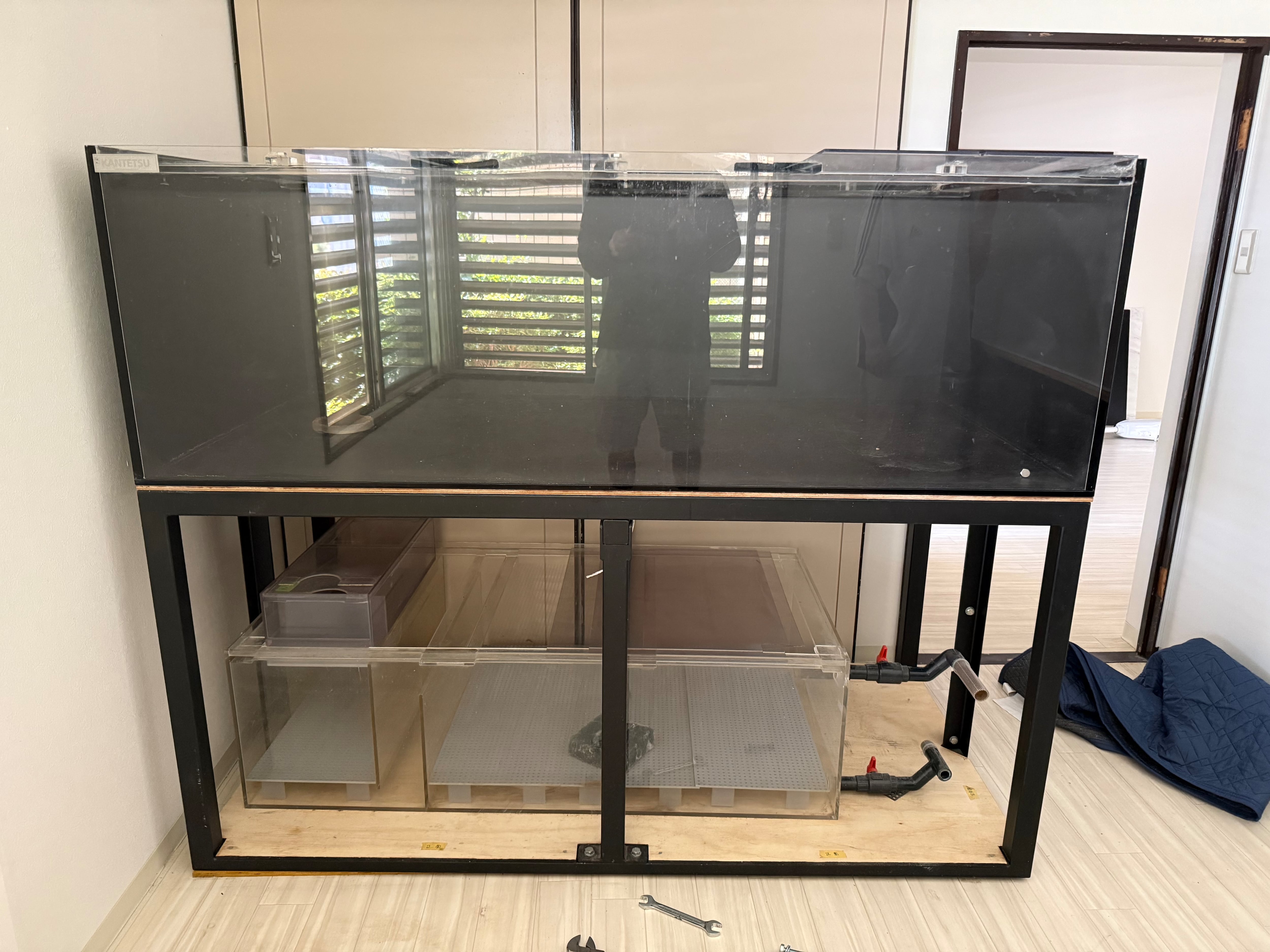 中古水槽 1500×750×600 上部濾過セット 美品 板厚13㎜ 引取or納品