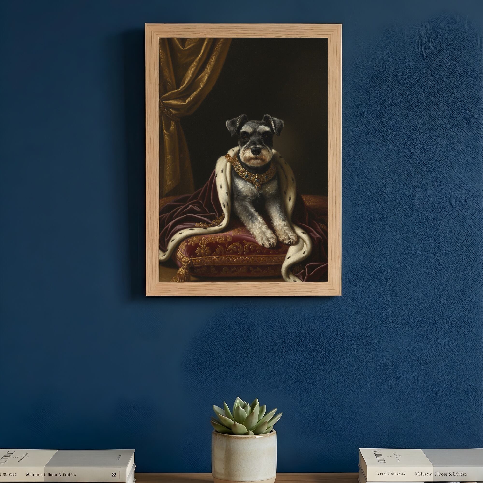 犬（ミニチュアシュナウザー）のルネサンス風肖像画 A4額装インテリア