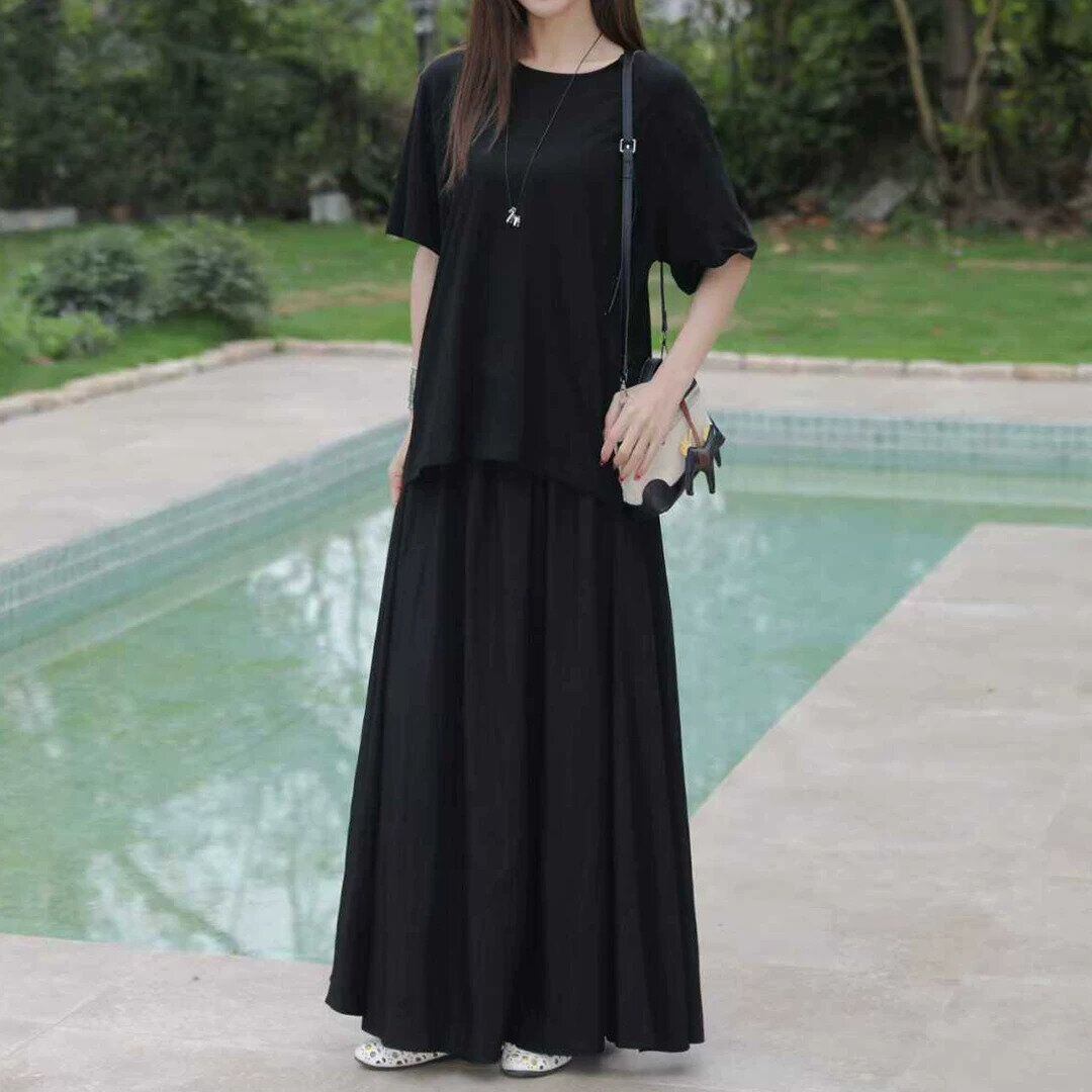 DRAPED LAYERED SHORT SLEEVE MIDI DRESS M-16821