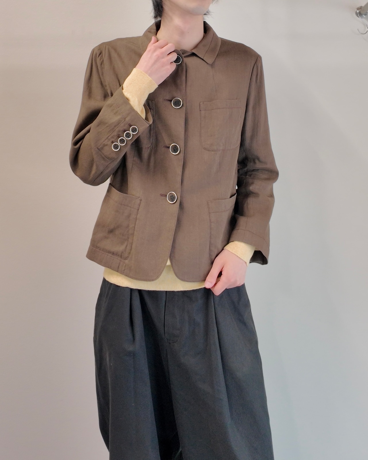 【DKNY】button up brown linen jacket
