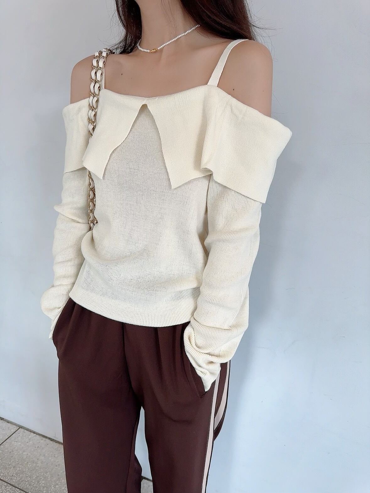 Offshoulder knit / ivory,mint,gray,black(10月中旬頃発送予定)