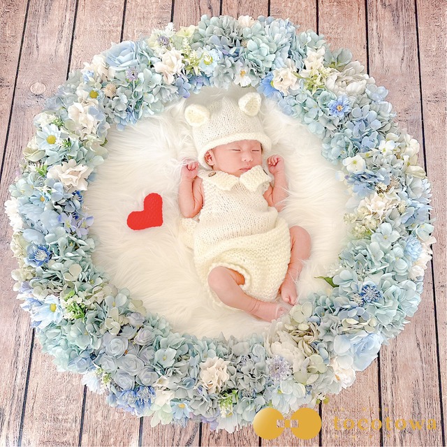 【くすみブルーリース】ニューボーンフォト撮影セット｜おうちで簡単レンタル