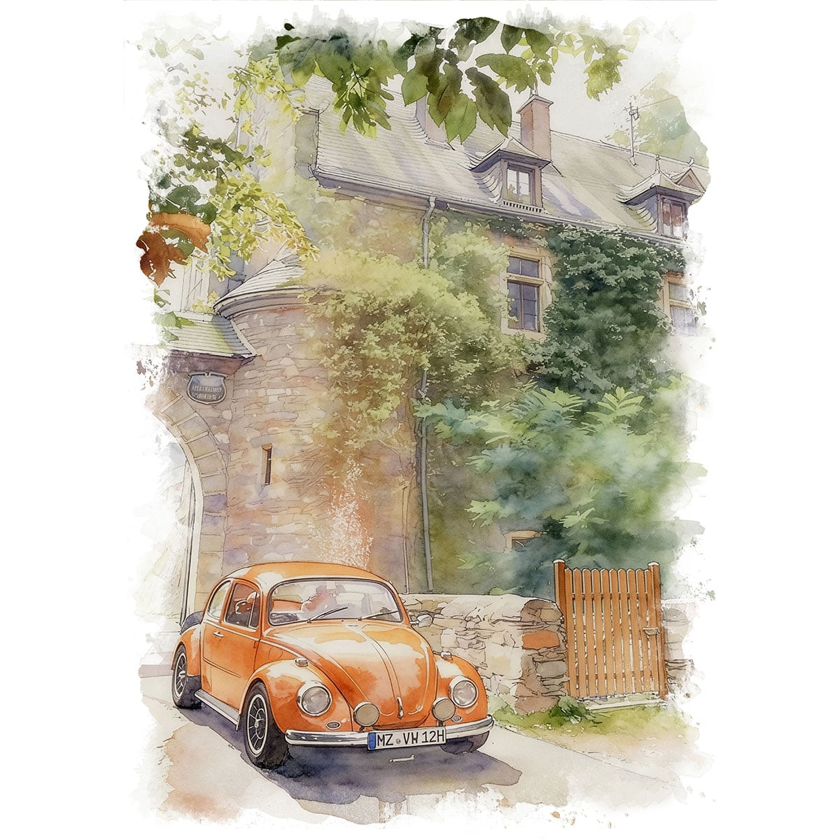 絵画 ドイツ 風景画(街並み) テュービンゲン インテリアアート額付き