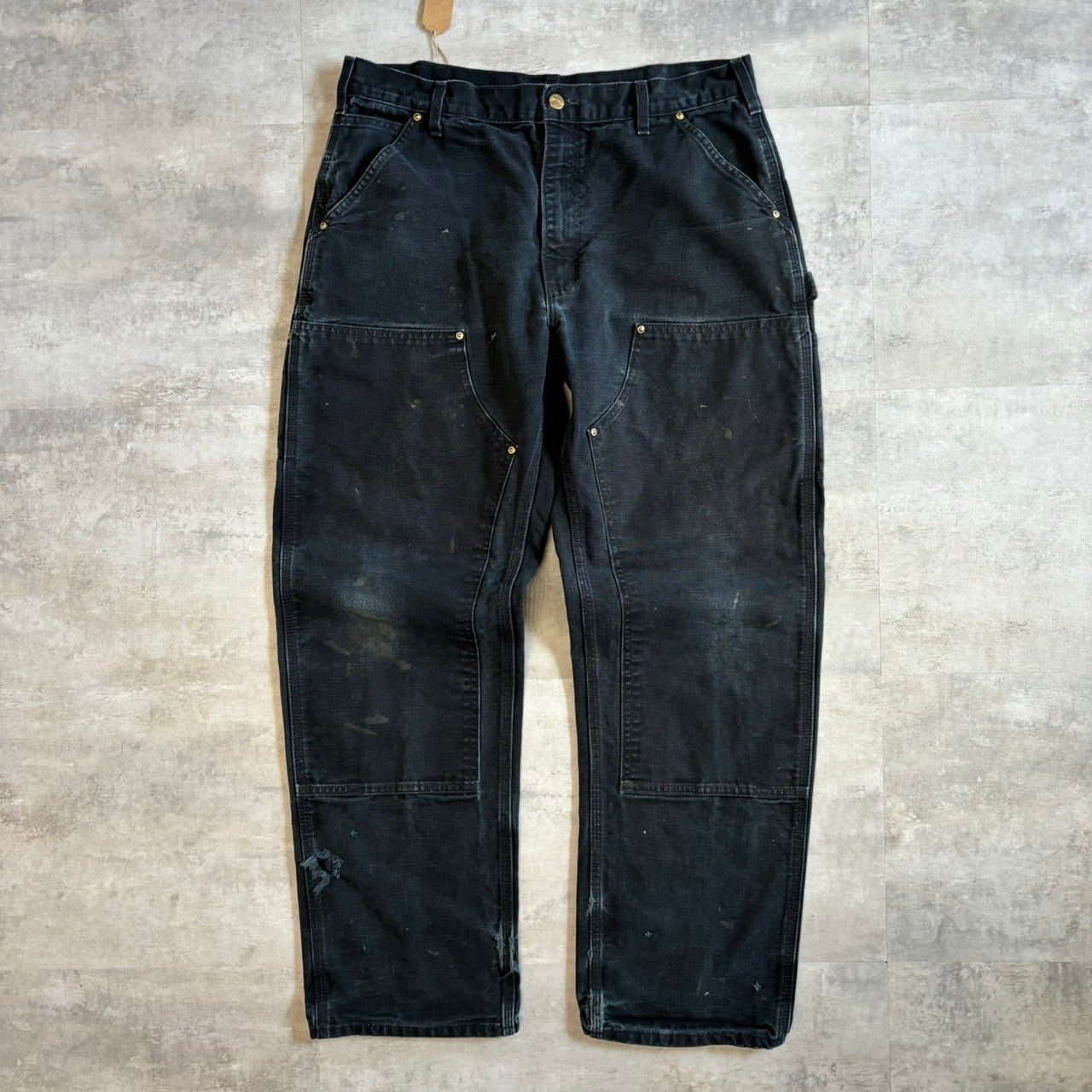 《実寸w34l29》Carhartt usa製 ダブルニー ブラック ペインターパンツ No.1346