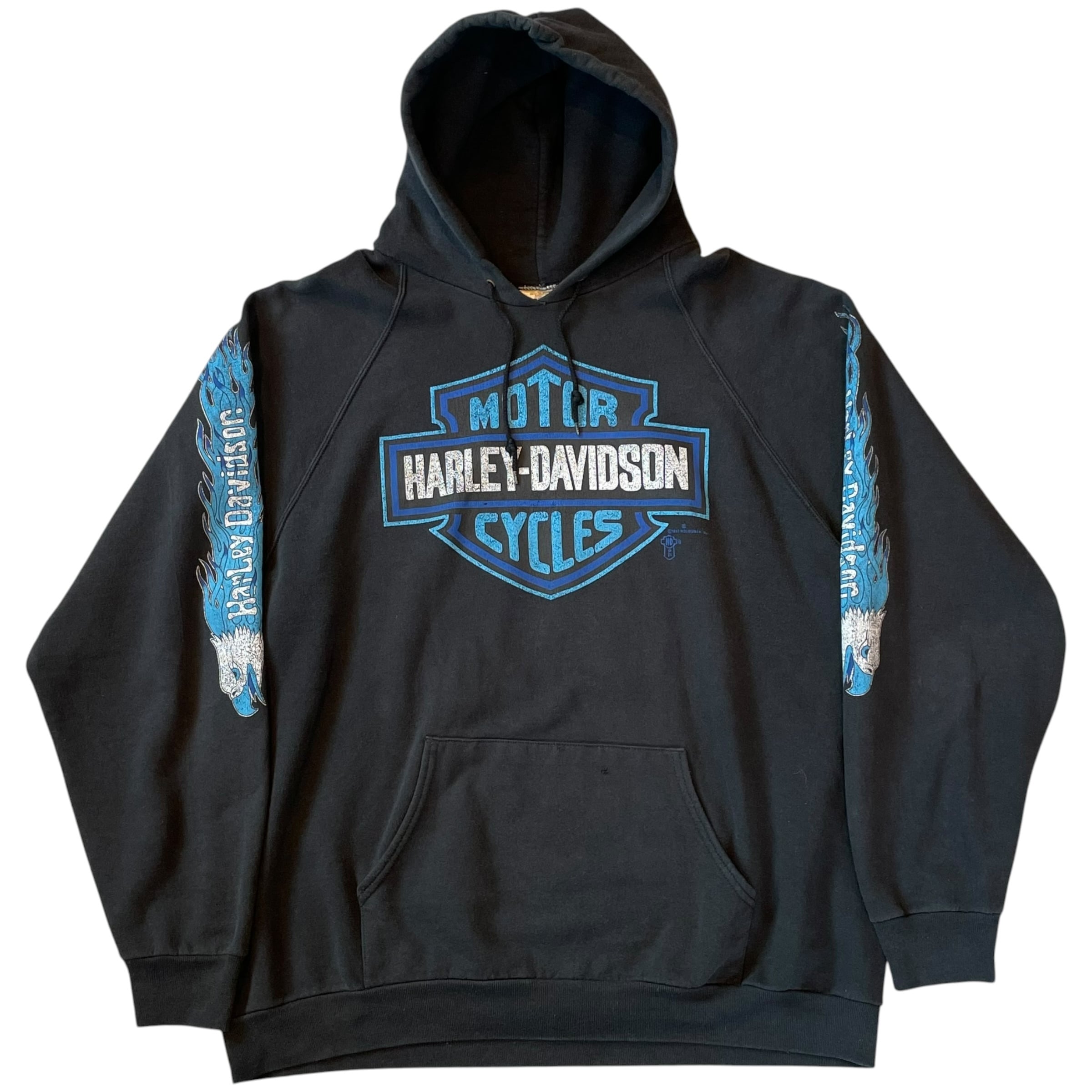 Special!!! 1997s HARLEY DAYVIDSON "Blue flame" Hoodie