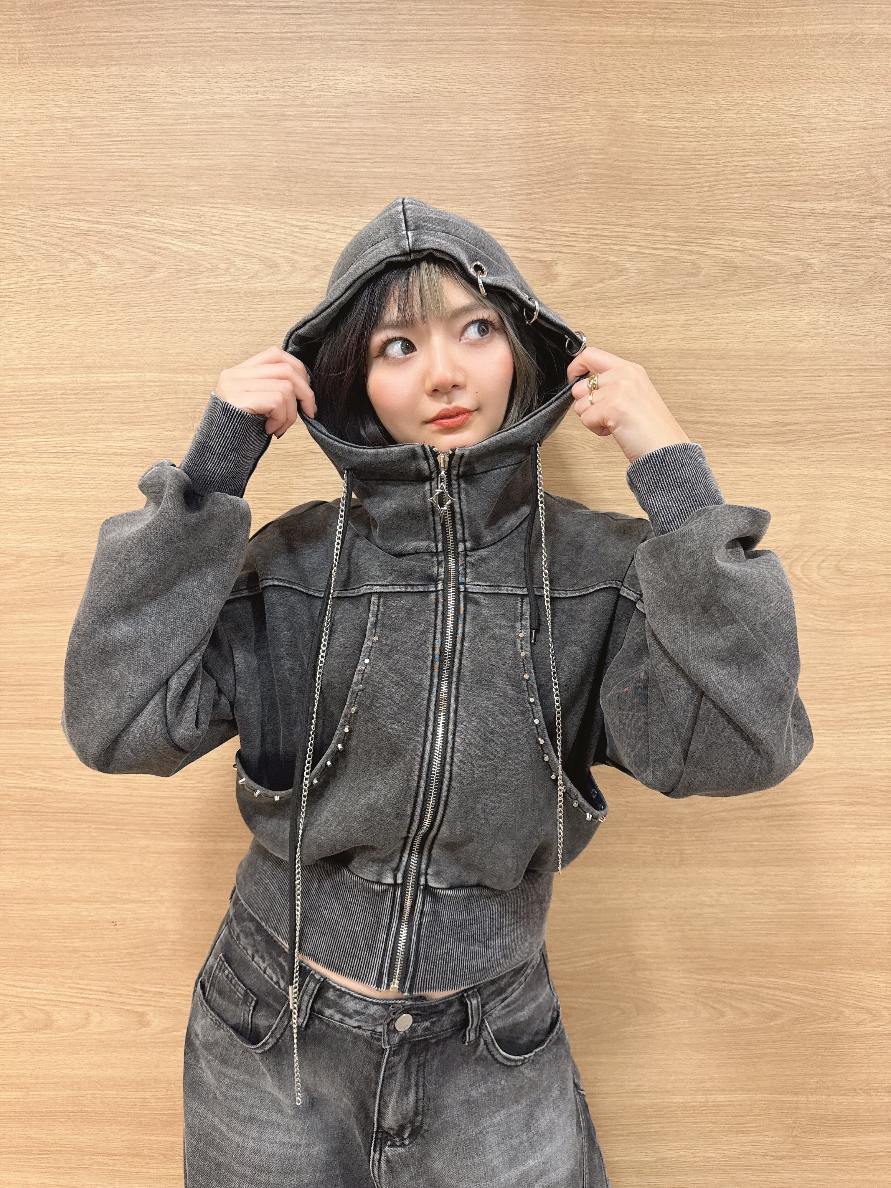 チェーンスタッツパーカー サブカル Y2K グランジ | 韓国系ユニ