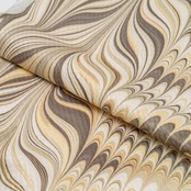 リバーシブル墨流し半幅帯 　[蜂蜜］ピーコック×大矢羽