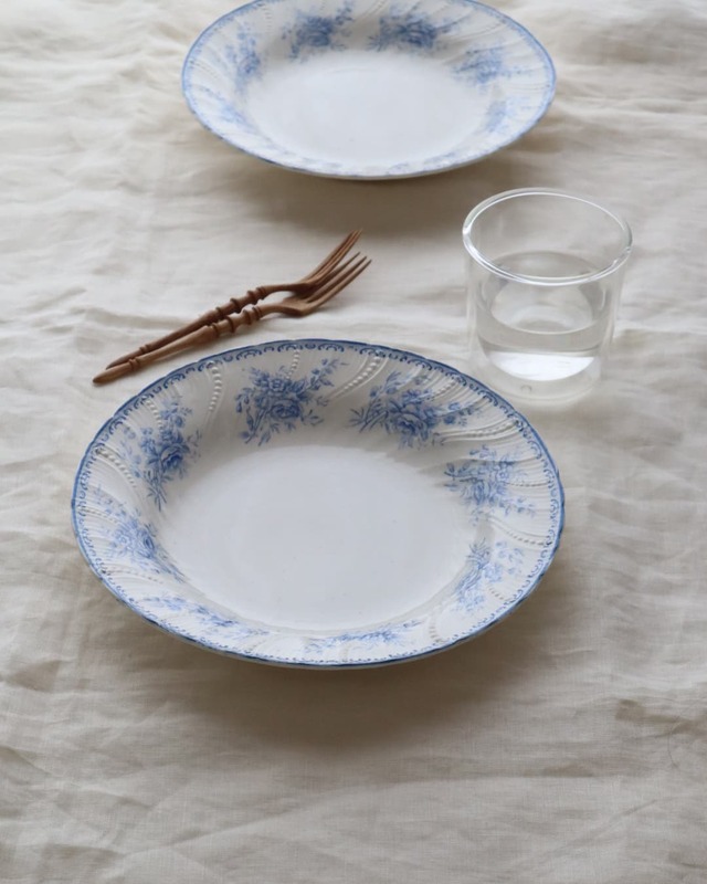 【蚤の市】Sarreguemines サルグミンヌ お花の深皿プレート /Cヒビあり