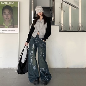 y2k少女のペイントデニムパンツ