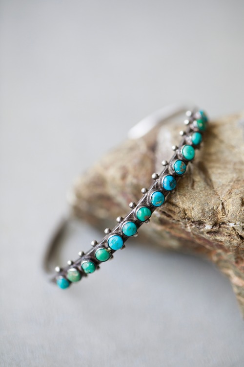 Silver Raindrop Turquoise Row Cuff (c. late 1930s–1940s)