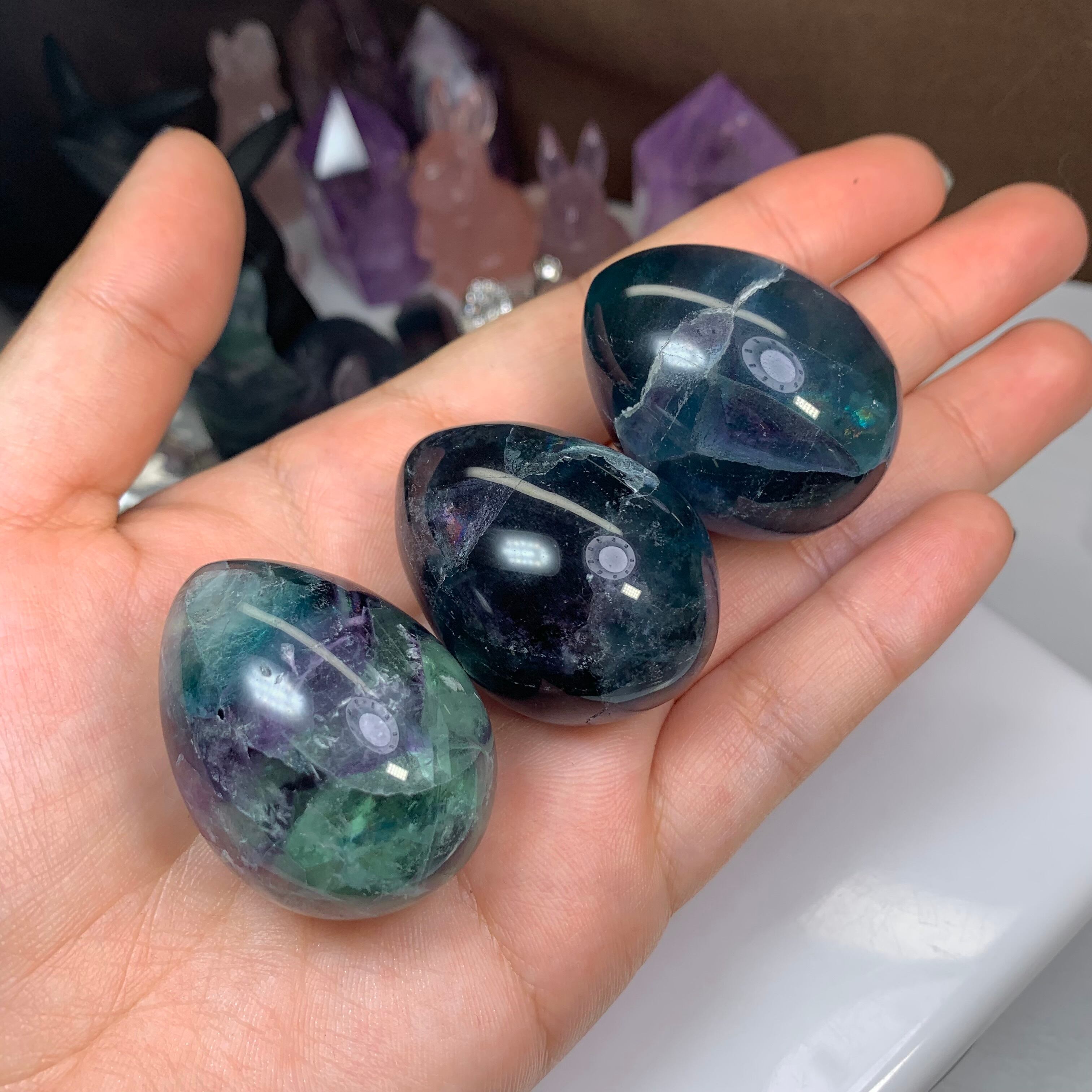 3個セット☆フローライトたまご・台座付き | Naturaltreasure