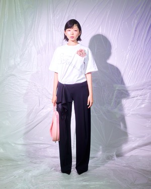 scarf shape pants - Black