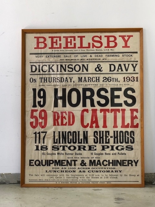 Vintage Auction Poster/BEELSBY(DICKINSON&DAVY)/1931s(通販限定)