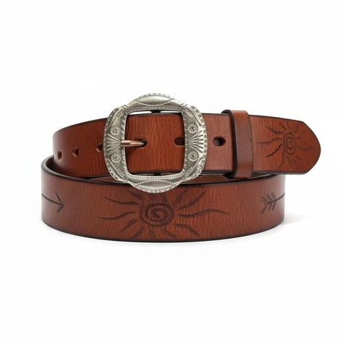 本革ウエスタンベルト 牛革 古着 レトロ アメカジ レザー ブラウン wb1