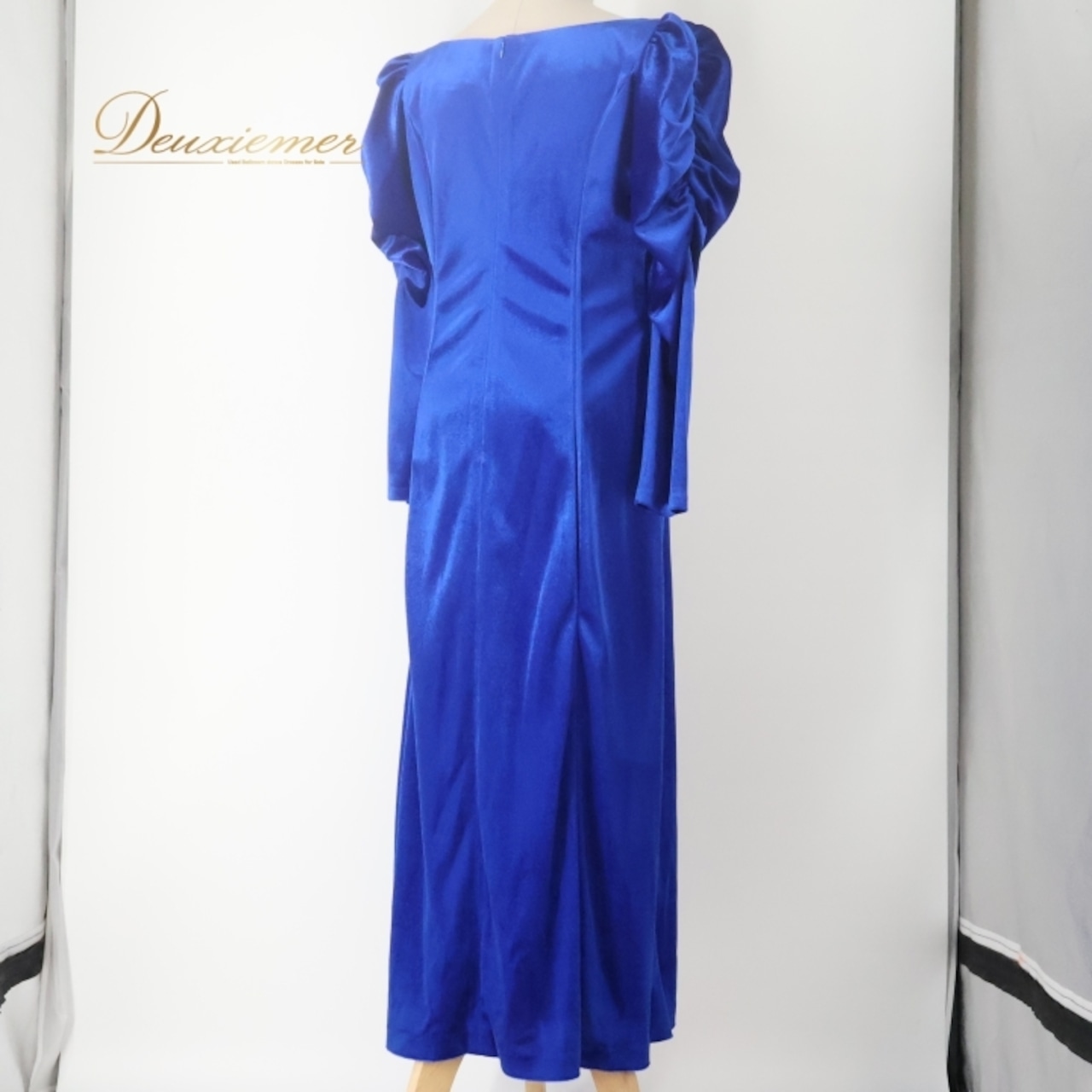 フラダンス 衣装 ワンピース ドレス ブルー系 カパリリ ベロア 光沢 ハワイアン Kapalili レッスン 練習 フラ ダンス 高級感 長袖 華やか 鮮やか 大人っぽい 無地 シンプル 青 フレア アロハ 上品 おしゃれ フェスティバル パーティー アウトドアイベント ゴージャス レディース フラダンスレッスン