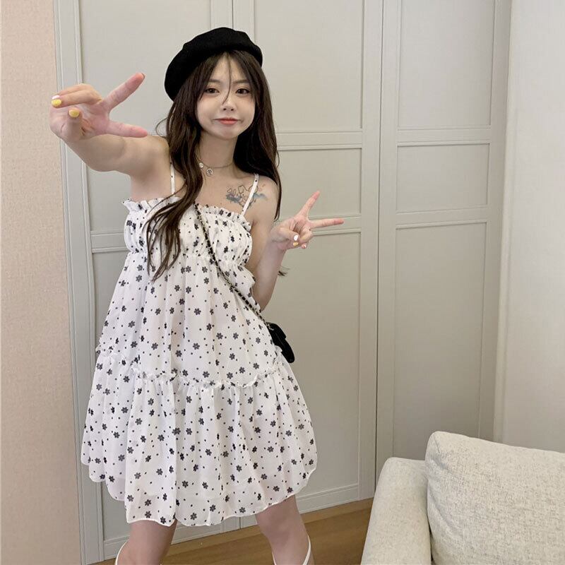 フローラルスカート ドレス サマー薄手ルーズショート 大人ガーリー スウィート キュート カジュアル 夏物 花柄 萌量不足94960458830