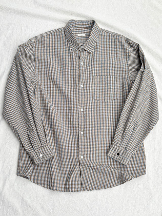 awasa / レギュラーカラー コットンネルシャツ (BEIGE CHECK)