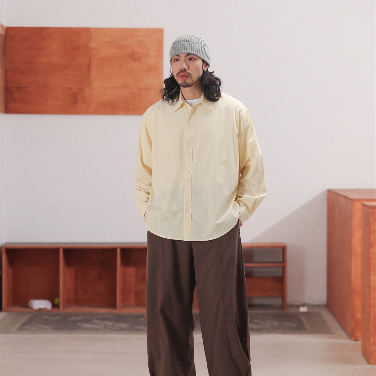 ソフトストライプ ルーズフィットシャツ A2055 - 4