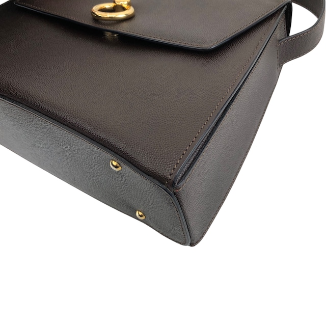 CELINE セリーヌ ハンドバッグ ブラウン ガンチーニ レザー 型押し vintage ヴィンテージ オールド jnvpdi