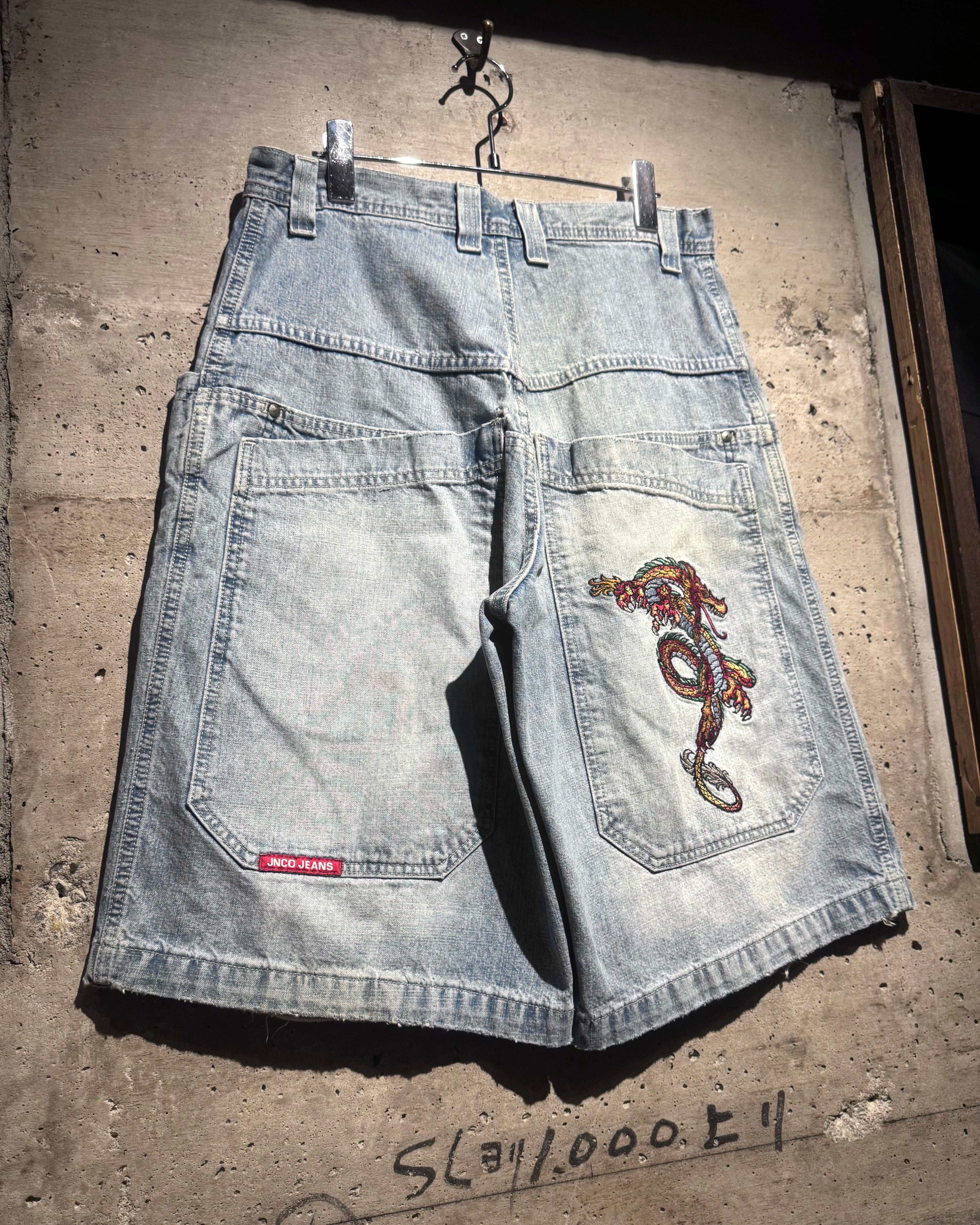 Caka】“JNCO JEANS” Dragon Embroidery Vintage Rave Baggy Denim