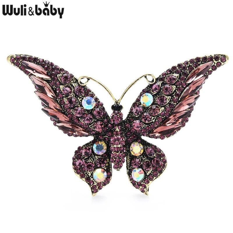 美品　ジバンシー　バタフライブローチ　蝶々　ラインストーン　2連 美品 ジバンシー バタフライブローチ 蝶々 ラインストーン 2連