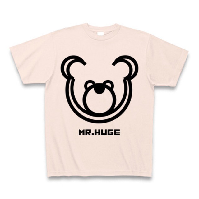 MR.HUGE DOUBLE LINE BEAR（ダブル　ライン　ベア）PRINTED Tシャツ　ライトピンク×ブラック
