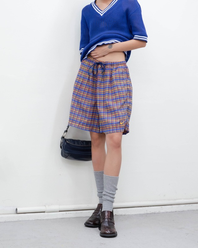 1990s NIKE - plaid nylon easy shorts
