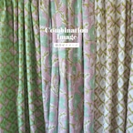 ブロックプリント生地【50cm単位】インド綿 花柄 くすみピンク×グリーン #51715-PK3