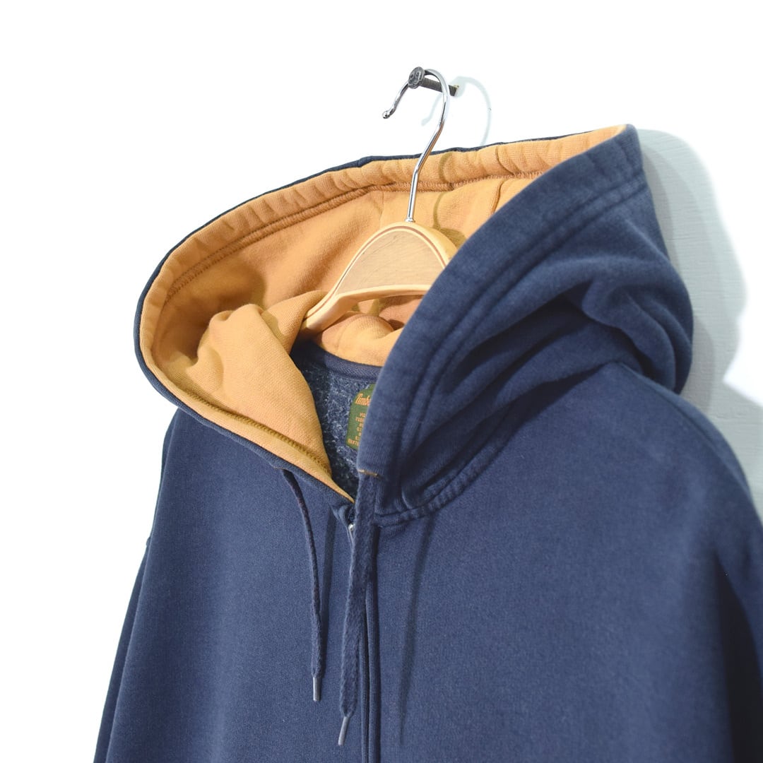 ティンバーランド 厚手 スウェットパーカー 紺黄 ネイビー フルジップ