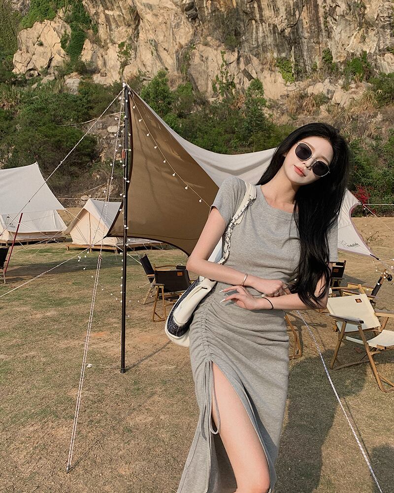 ドレス サマースカート ウェスト 夏物 ブラックストロベリース34047446107