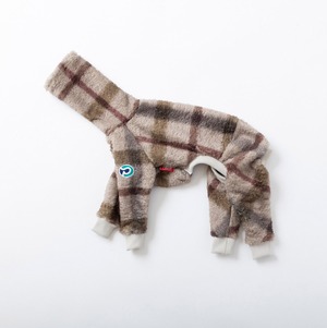 ビッグチェックボアロンパース　beige / イタグレ服