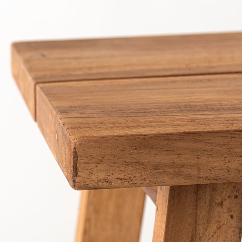 スツール チーク材 無垢材 玄関スツール 四角 ハンドメイド 木 ディ