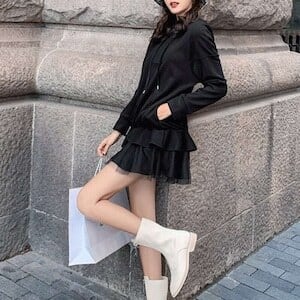 パーカーワンピース フリルワンピ ミニワンピ カジュアル ガーリー