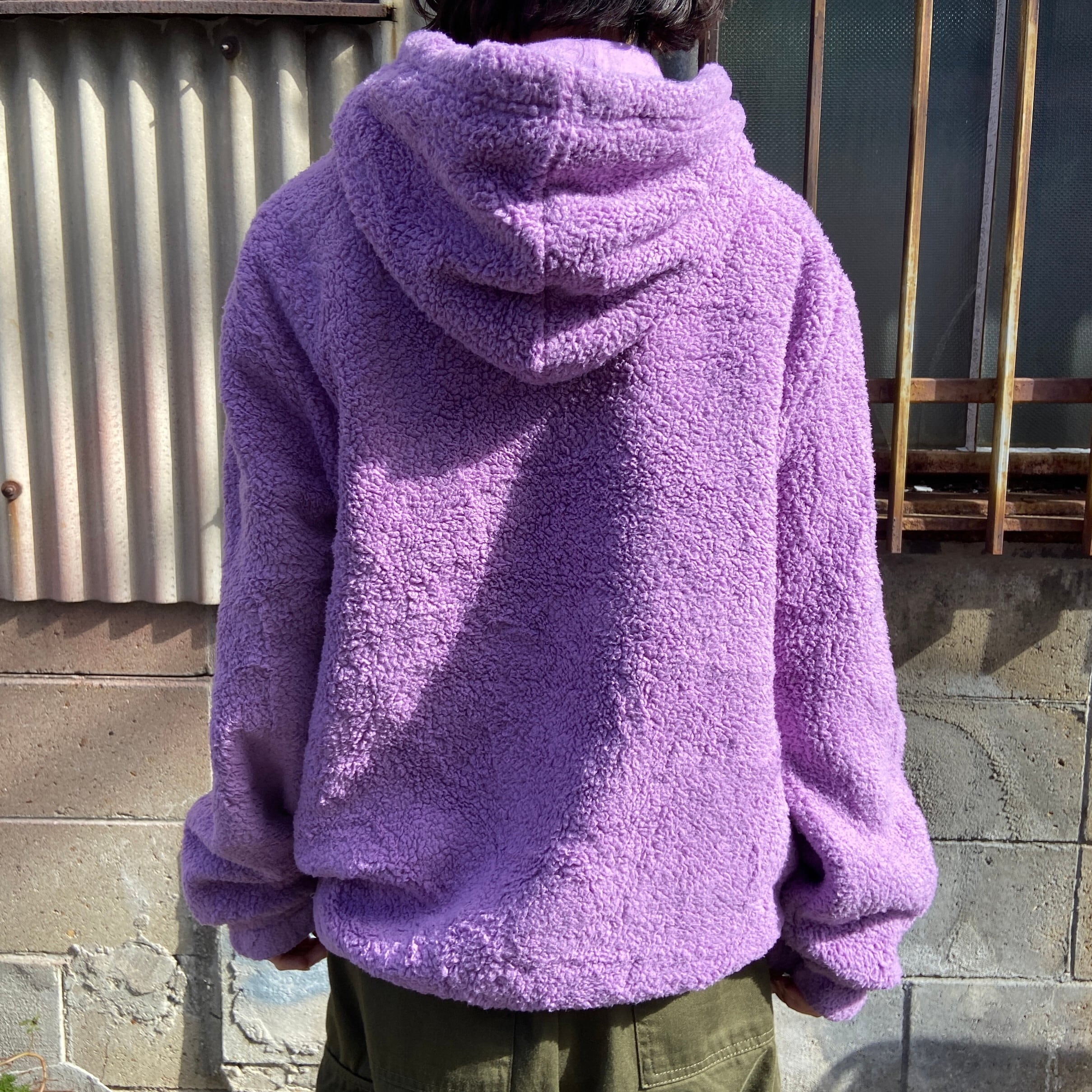 FILA フィラ ロゴ刺繍 プルオーバーフリースパーカー メンズS 古着