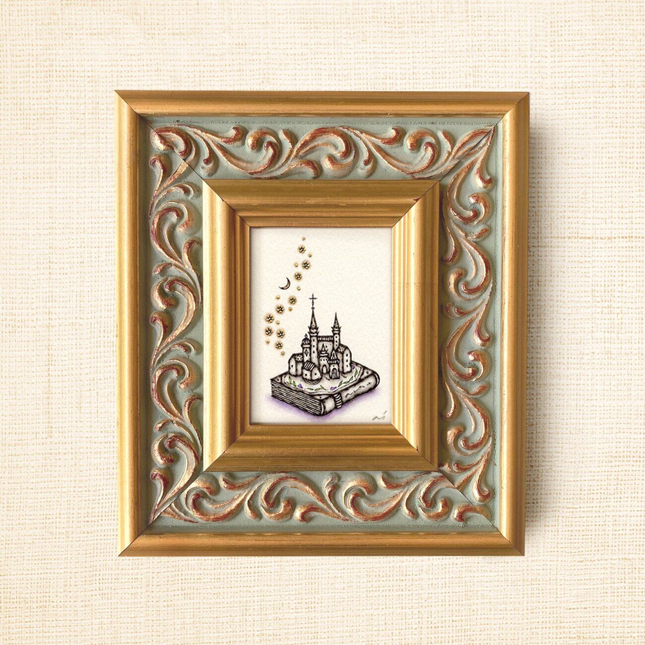 ミニ額縁 原画【 まくらもとで 】 | 小笠原あり ari ogasawara art gallery