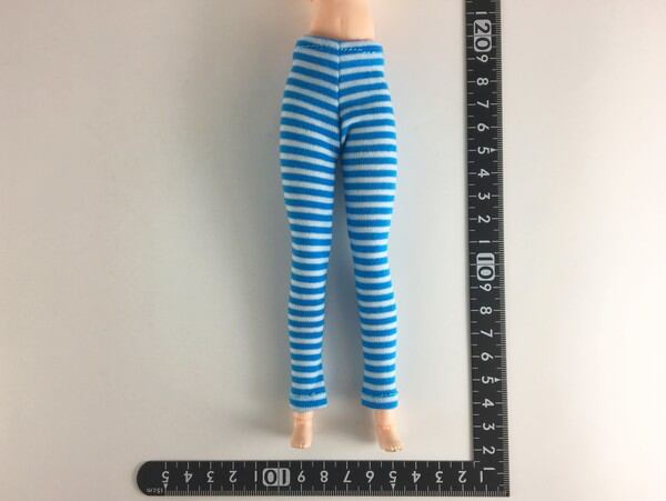 ドールアクセサリ 1/6 女性用 レギンス ストライプ 青白 - 画像1