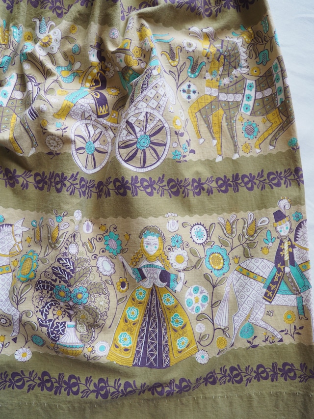 ~1960’s American Vintage Folk Print Cotton Skirt