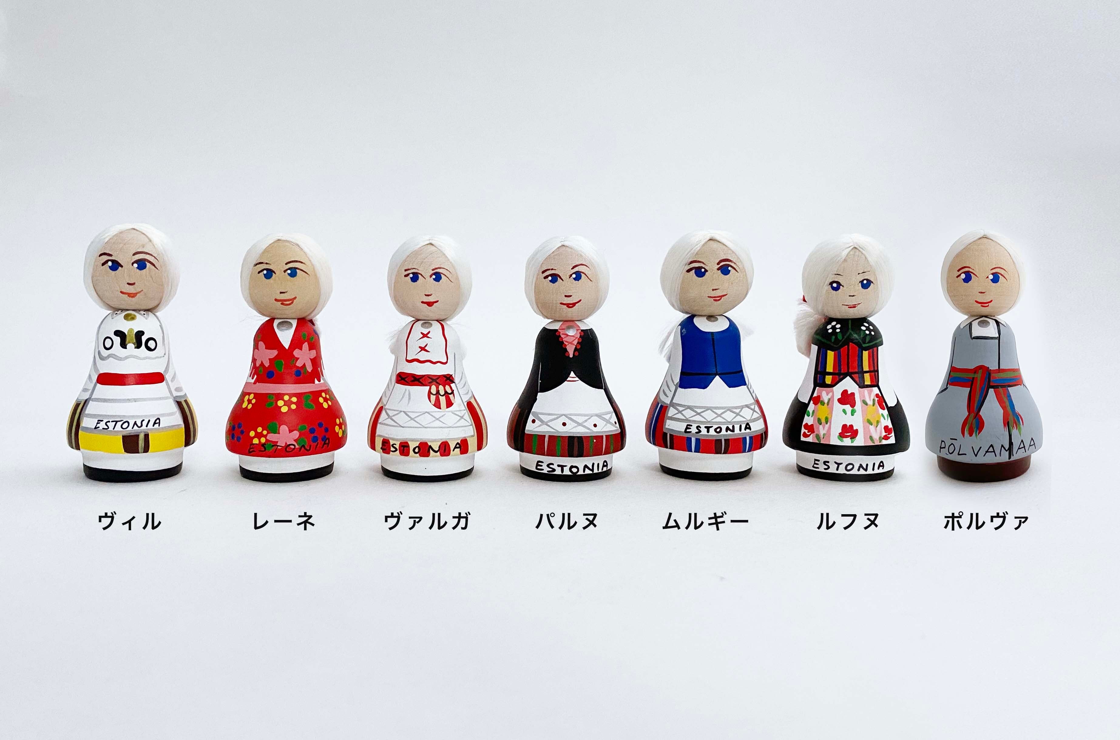 エストニアの民族こけし（女の子7cm）