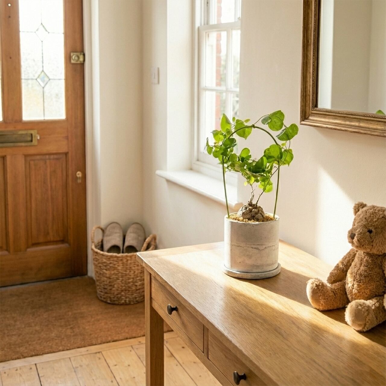 アフリカ亀甲竜｜成長とともに亀甲模様が浮き出る人気コーデックス／可愛い小さめ塊根【手作りモルタル鉢】