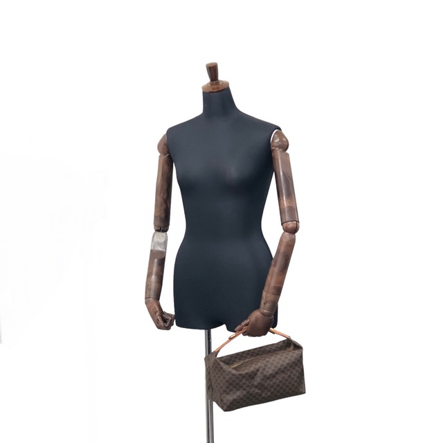 CELINE セリーヌ マカダム レザー バニティバッグ ハンドバッグ ブラウン vintage ヴィンテージ オールド 3fs65e
