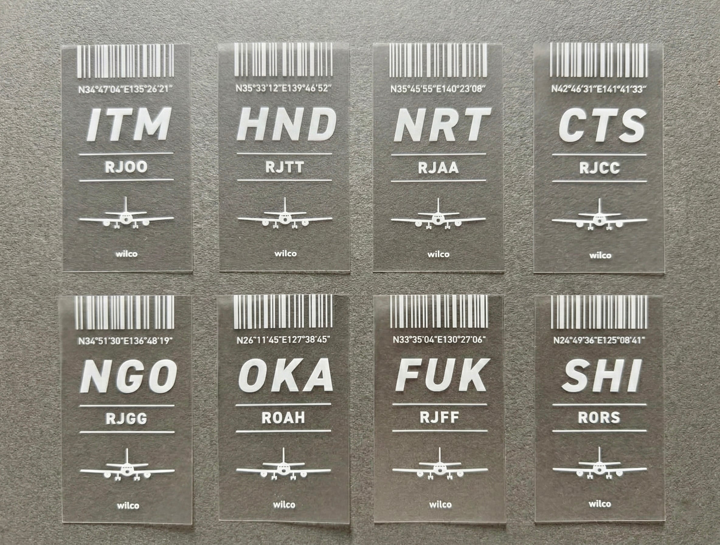全8種 空港3レター 透明ステッカー | wilco