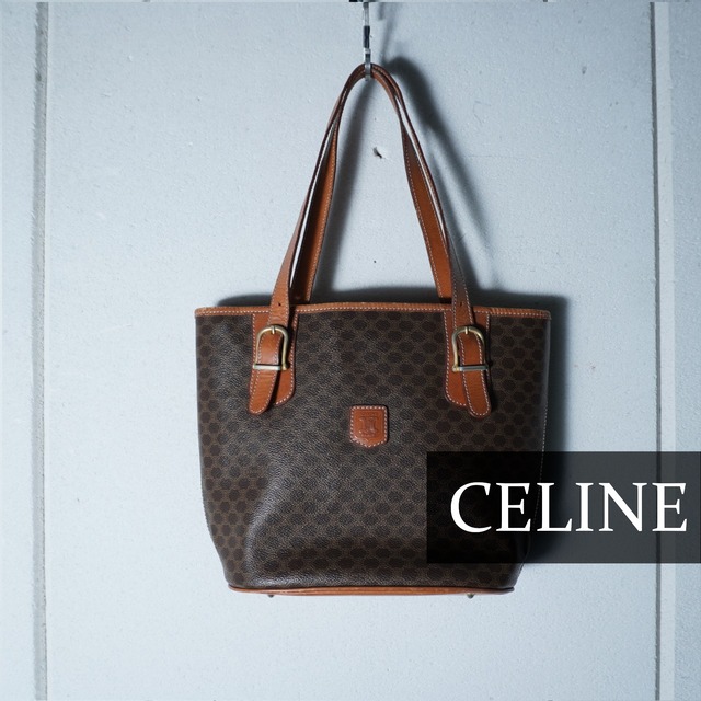 CELINE】セリーヌ トリオンフロゴマカダム柄レザーショルダーバッグ