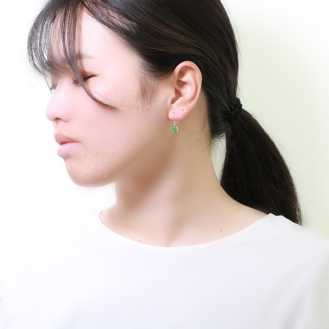 人気！鮮やかな翡翠ドロップピアス K10 A貨翡翠 jd_mm1008