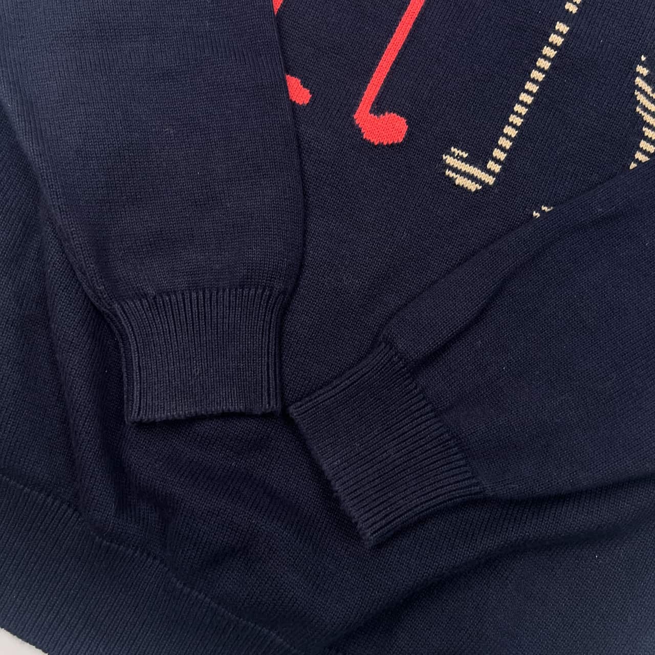 PEARLY GATES GOLF パーリーゲイツ ゴルフ キャラデザイン コットン ニット セーター 1/ネイビー メンズ